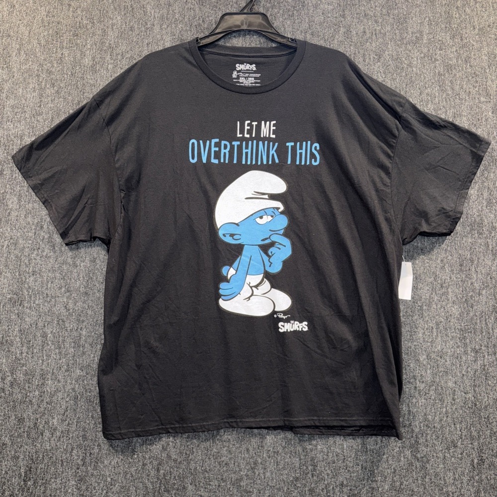 The Smurfs Men's Graphic T-Shirt Let Me Overthink This Black 3XL Short Sleeve